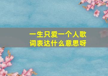 一生只爱一个人歌词表达什么意思呀