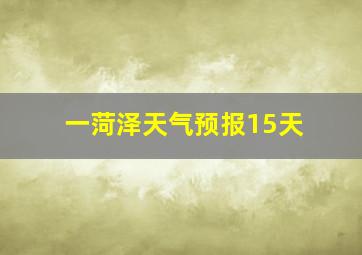 一菏泽天气预报15天