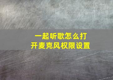 一起听歌怎么打开麦克风权限设置