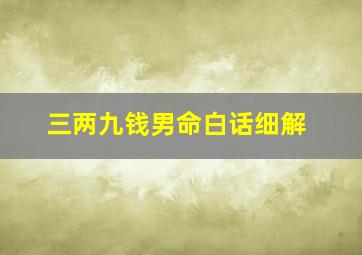 三两九钱男命白话细解