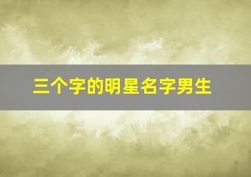 三个字的明星名字男生