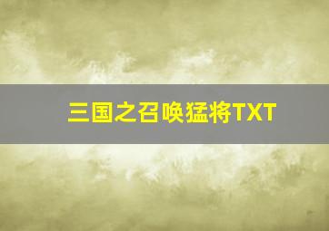 三国之召唤猛将TXT