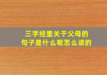 三字经里关于父母的句子是什么呢怎么读的