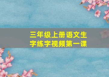 三年级上册语文生字练字视频第一课