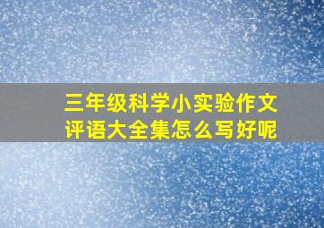 三年级科学小实验作文评语大全集怎么写好呢