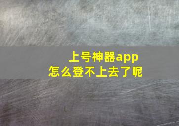 上号神器app怎么登不上去了呢