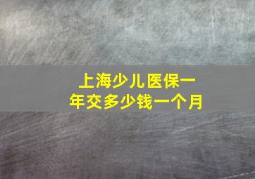 上海少儿医保一年交多少钱一个月