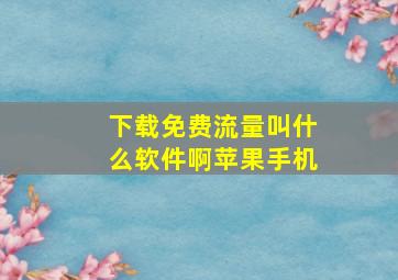 下载免费流量叫什么软件啊苹果手机