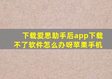 下载爱思助手后app下载不了软件怎么办呀苹果手机