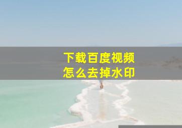 下载百度视频怎么去掉水印