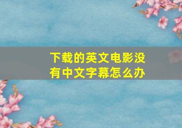 下载的英文电影没有中文字幕怎么办