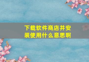 下载软件商店并安装使用什么意思啊