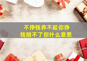 不挣钱养不起你挣钱陪不了你什么意思