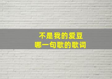 不是我的爱豆哪一句歌的歌词