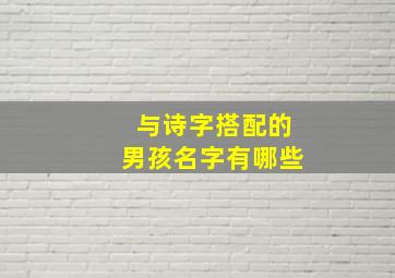 与诗字搭配的男孩名字有哪些