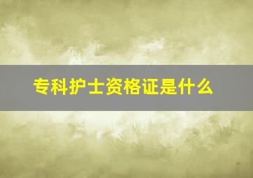 专科护士资格证是什么