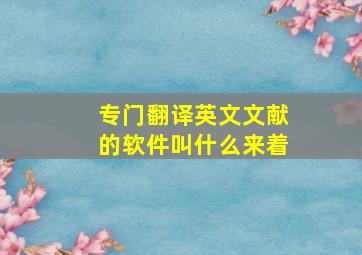 专门翻译英文文献的软件叫什么来着