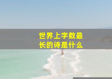 世界上字数最长的诗是什么