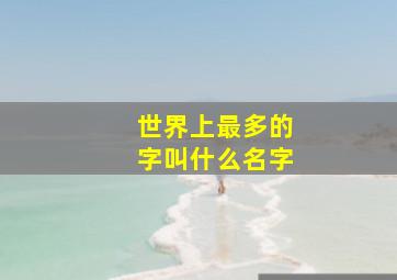 世界上最多的字叫什么名字