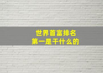 世界首富排名第一是干什么的