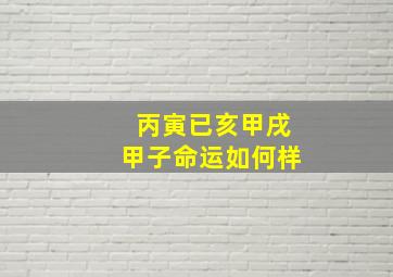 丙寅已亥甲戌甲子命运如何样