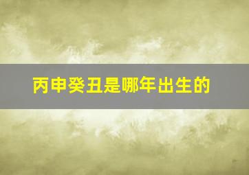 丙申癸丑是哪年出生的