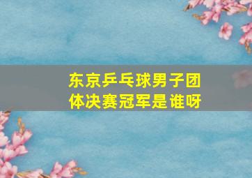 东京乒乓球男子团体决赛冠军是谁呀