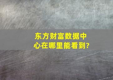 东方财富数据中心在哪里能看到?