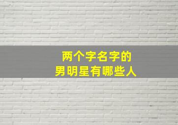 两个字名字的男明星有哪些人