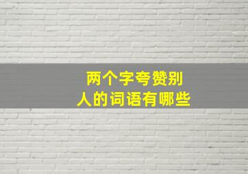 两个字夸赞别人的词语有哪些