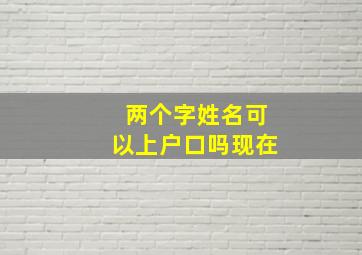 两个字姓名可以上户口吗现在