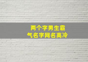 两个字男生霸气名字网名高冷