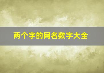 两个字的网名数字大全