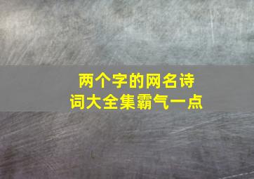 两个字的网名诗词大全集霸气一点