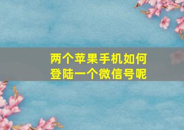 两个苹果手机如何登陆一个微信号呢