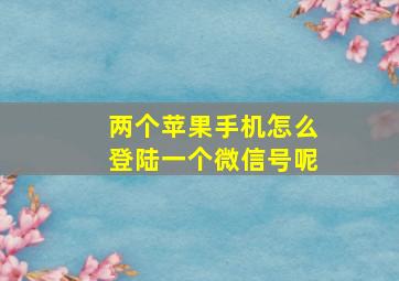 两个苹果手机怎么登陆一个微信号呢