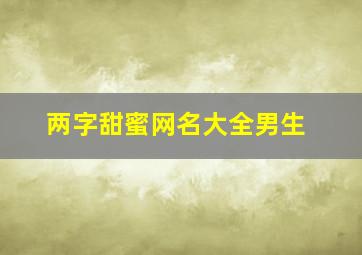 两字甜蜜网名大全男生