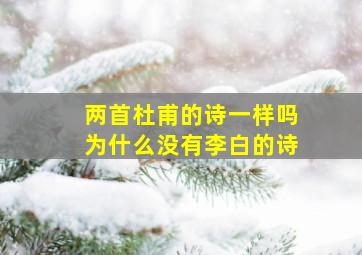 两首杜甫的诗一样吗为什么没有李白的诗