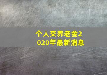 个人交养老金2020年最新消息