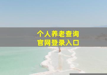 个人养老查询官网登录入口