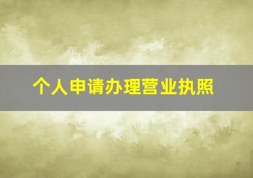 个人申请办理营业执照