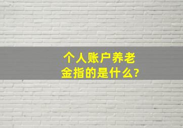 个人账户养老金指的是什么?