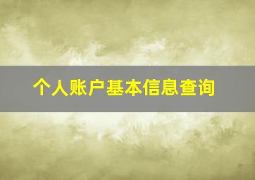 个人账户基本信息查询