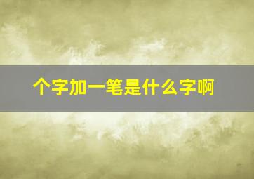 个字加一笔是什么字啊