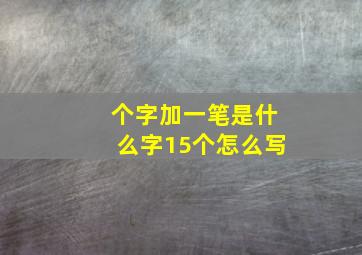 个字加一笔是什么字15个怎么写