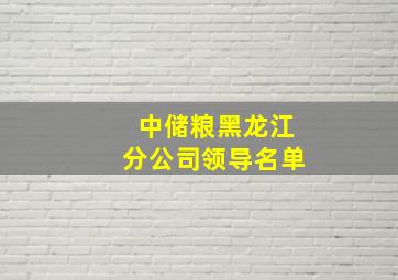 中储粮黑龙江分公司领导名单