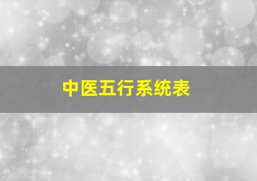 中医五行系统表