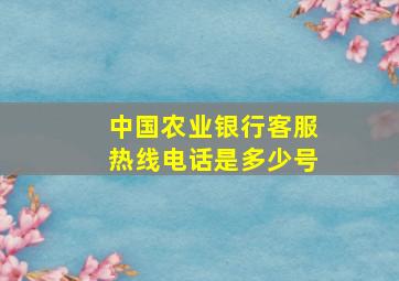 中国农业银行客服热线电话是多少号