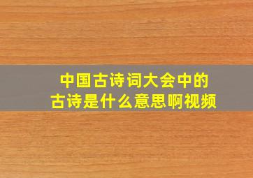 中国古诗词大会中的古诗是什么意思啊视频