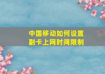 中国移动如何设置副卡上网时间限制